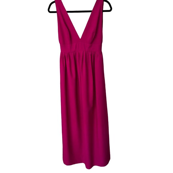 Jill Jill Stuart Size 8 Fuchsia Dayglo Deep V-Neck Bridesmaid Gown Dress NWT - Picture 2 of 16